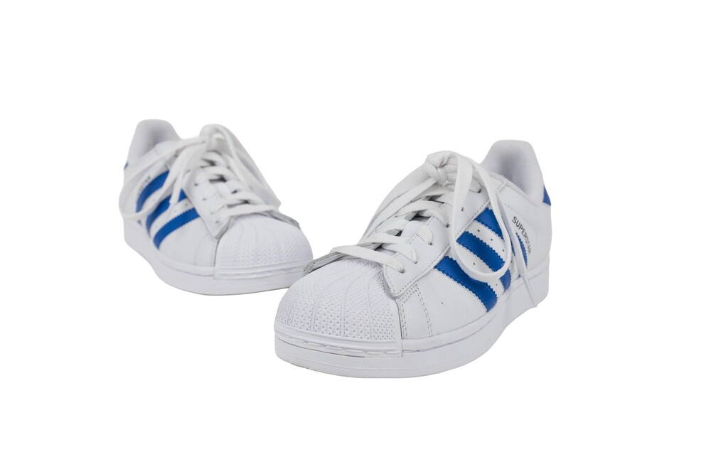 Adidas White Blue Superstar II Sneakers Leather Size 7